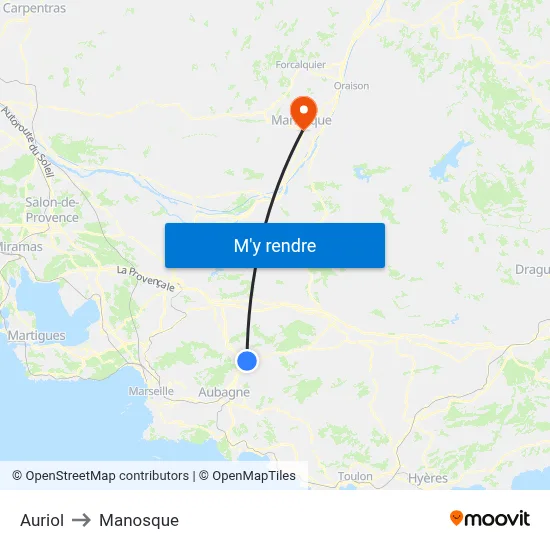 Auriol to Manosque map