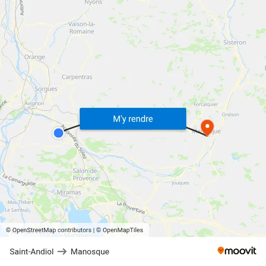 Saint-Andiol to Manosque map