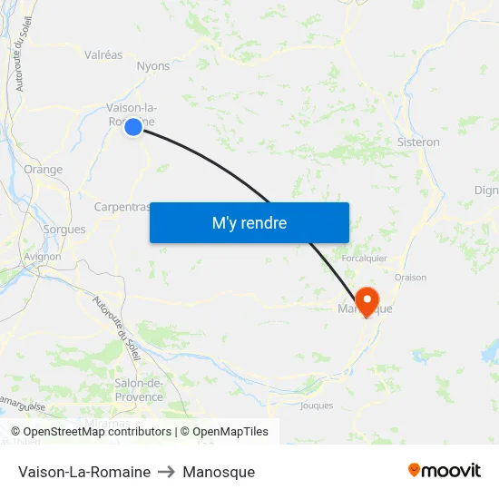 Vaison-La-Romaine to Manosque map