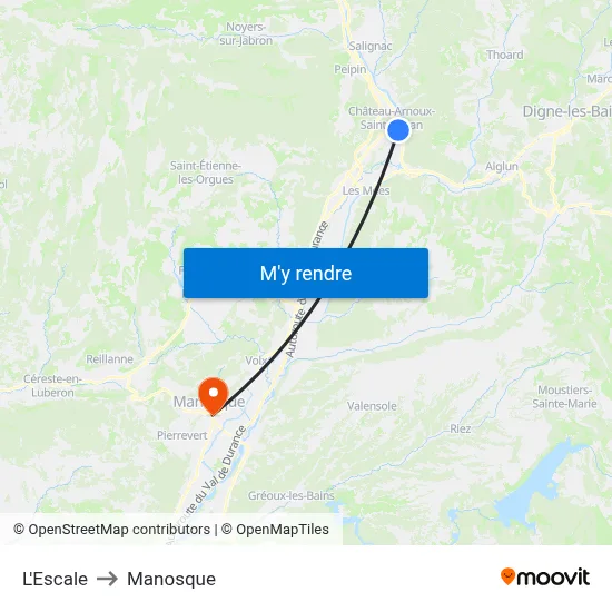 L'Escale to Manosque map