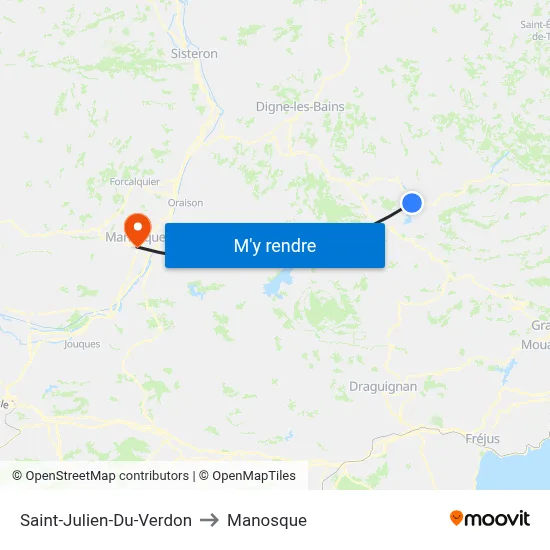 Saint-Julien-Du-Verdon to Manosque map
