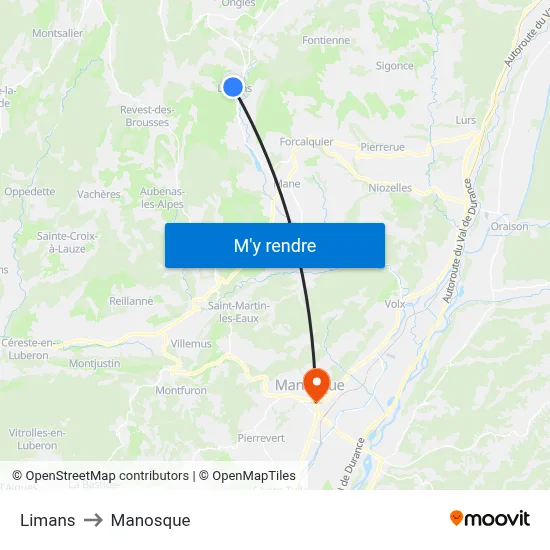 Limans to Manosque map