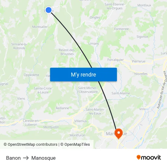 Banon to Manosque map