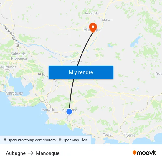 Aubagne to Manosque map