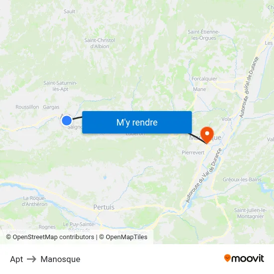 Apt to Manosque map