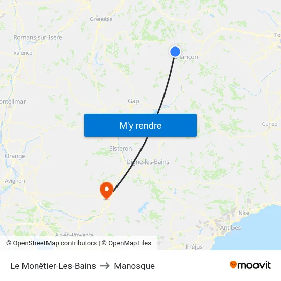 Le Monêtier-Les-Bains to Manosque map