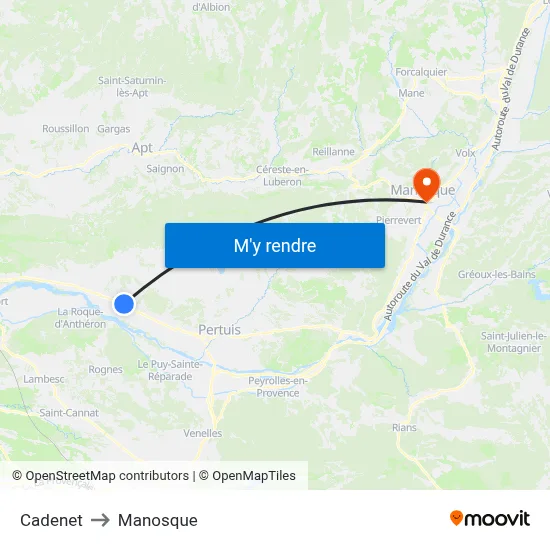 Cadenet to Manosque map