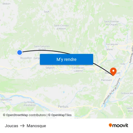 Joucas to Manosque map