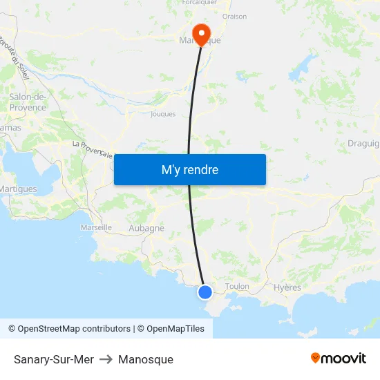 Sanary-Sur-Mer to Manosque map