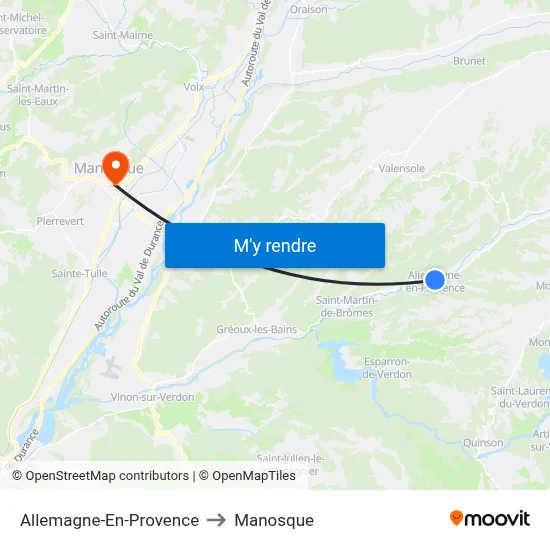 Allemagne-En-Provence to Manosque map