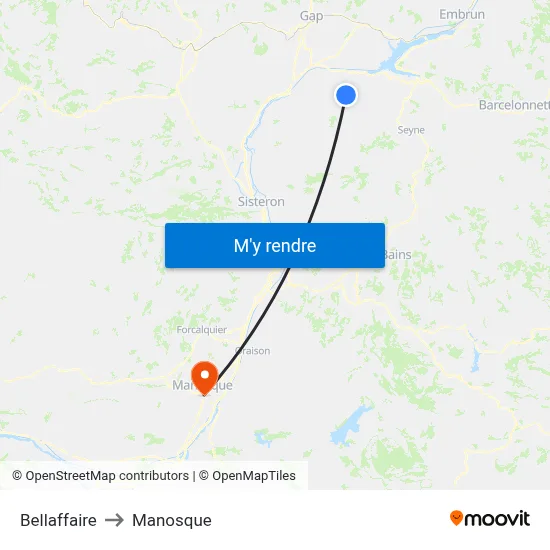 Bellaffaire to Manosque map