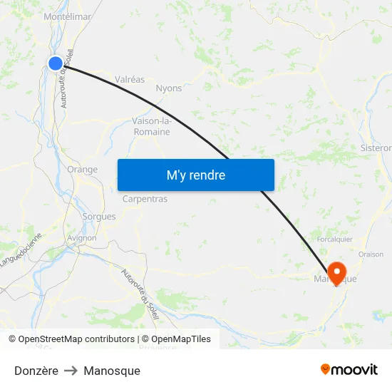 Donzère to Manosque map
