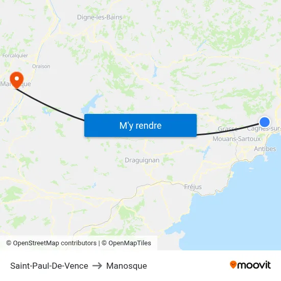 Saint-Paul-De-Vence to Manosque map
