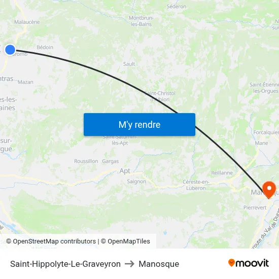 Saint-Hippolyte-Le-Graveyron to Manosque map