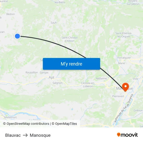 Blauvac to Manosque map