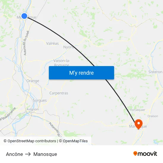 Ancône to Manosque map