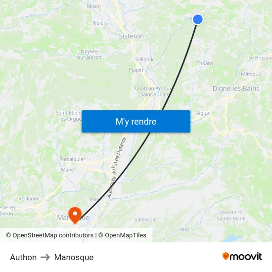 Authon to Manosque map