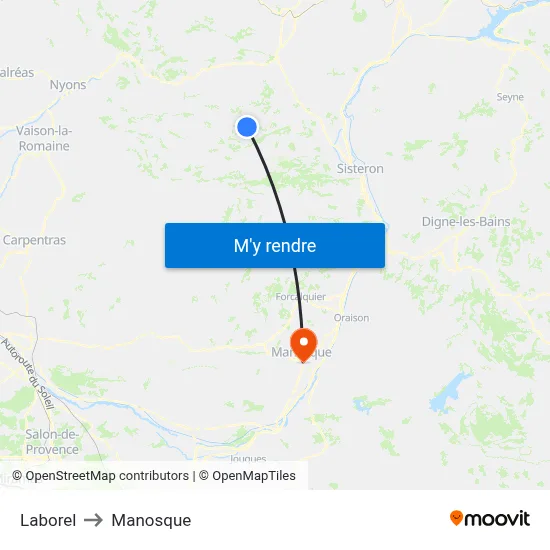 Laborel to Manosque map