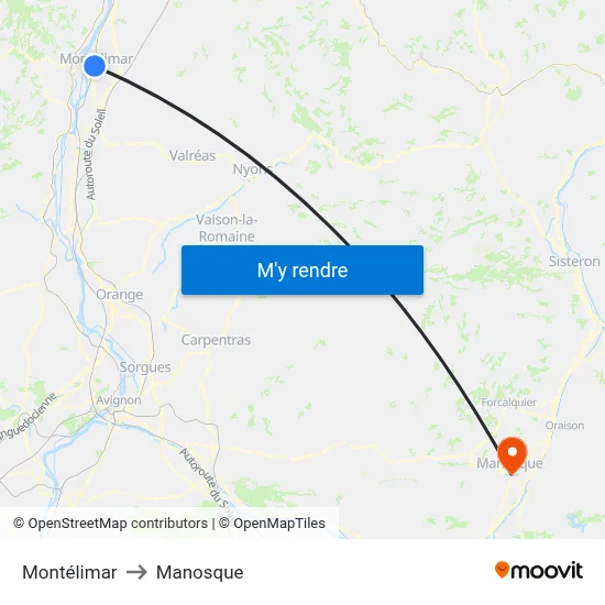 Montélimar to Manosque map