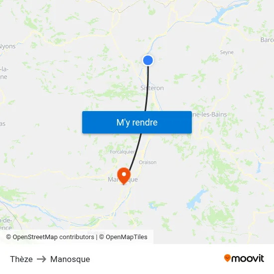 Thèze to Manosque map