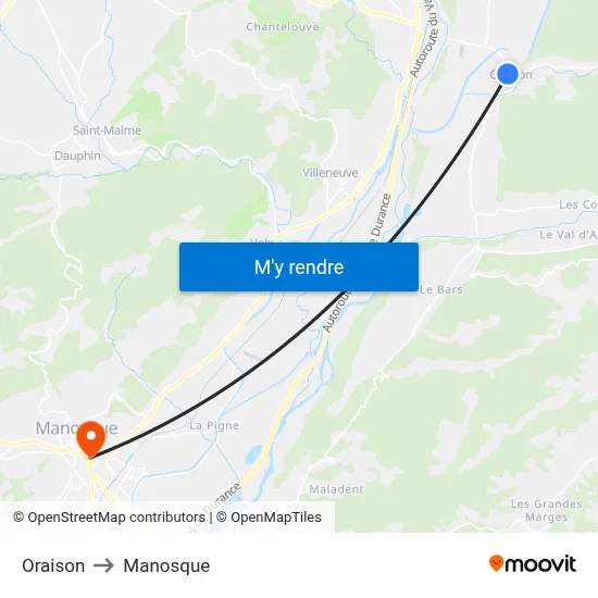 Oraison to Manosque map