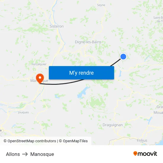 Allons to Manosque map