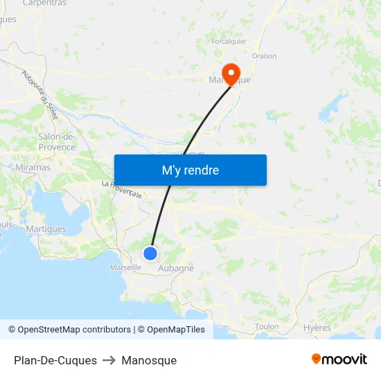 Plan-De-Cuques to Manosque map