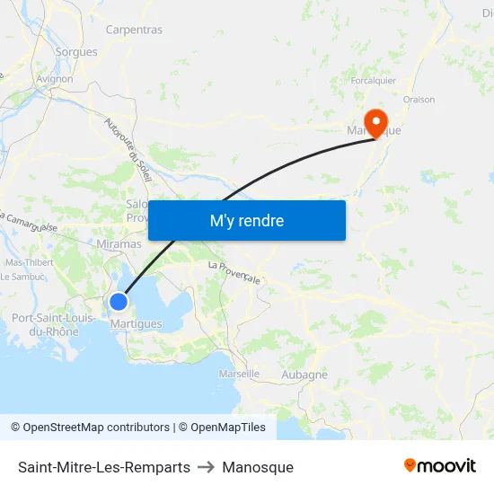 Saint-Mitre-Les-Remparts to Manosque map