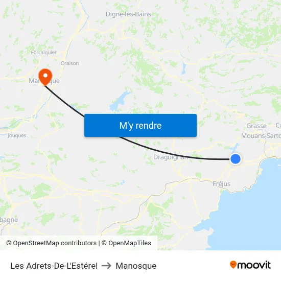 Les Adrets-De-L'Estérel to Manosque map