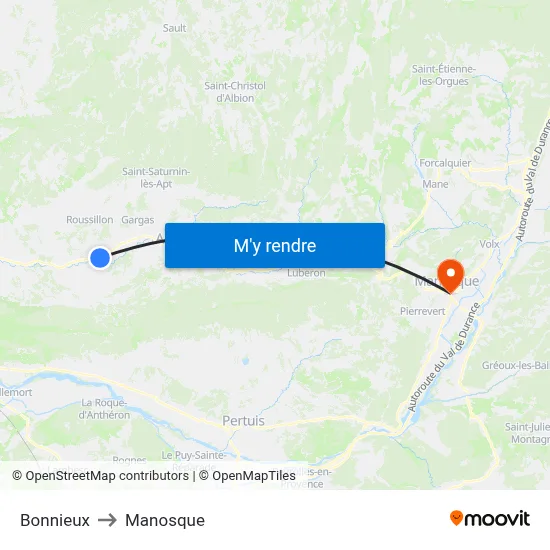 Bonnieux to Manosque map