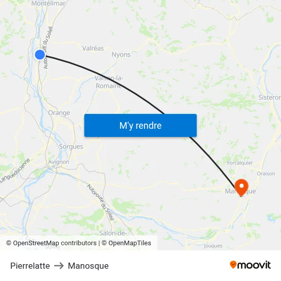 Pierrelatte to Manosque map
