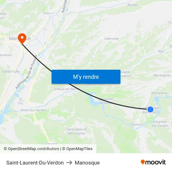 Saint-Laurent-Du-Verdon to Manosque map