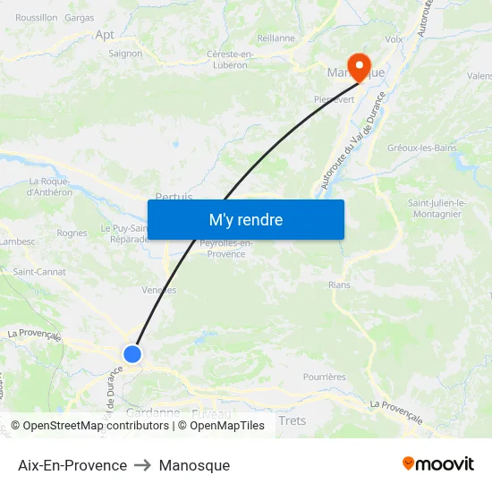 Aix-En-Provence to Manosque map