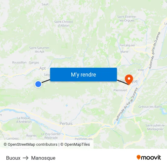 Buoux to Manosque map