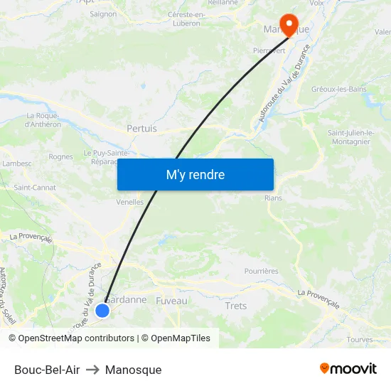 Bouc-Bel-Air to Manosque map