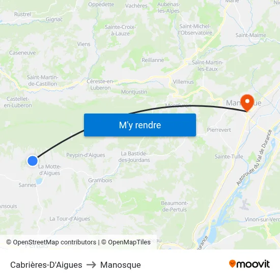 Cabrières-D'Aigues to Manosque map
