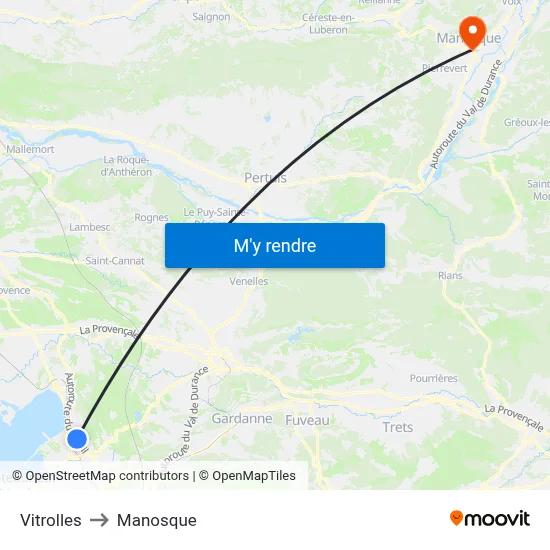Vitrolles to Manosque map