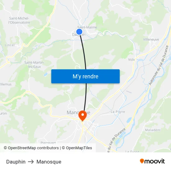 Dauphin to Manosque map