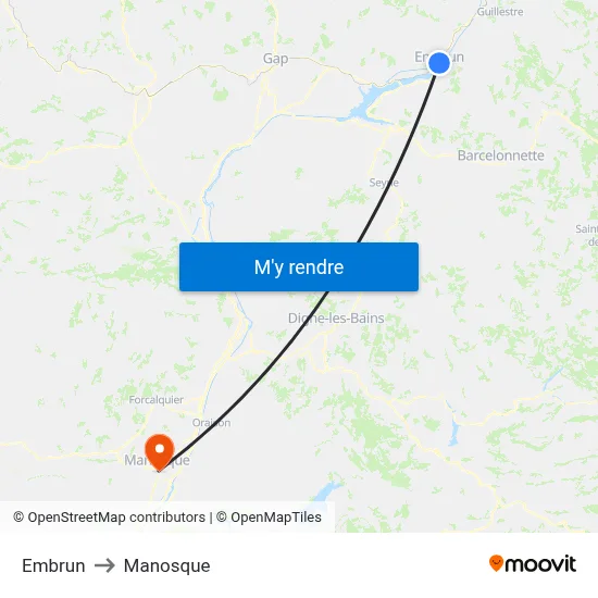Embrun to Manosque map