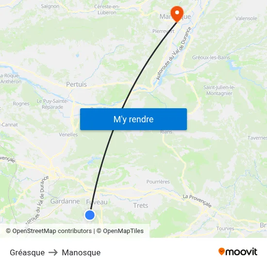 Gréasque to Manosque map