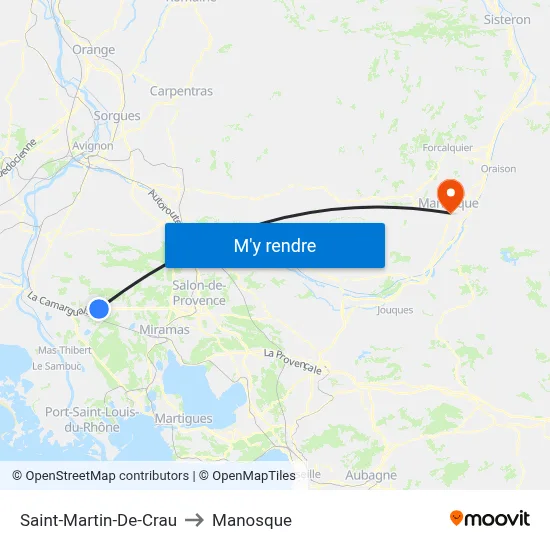 Saint-Martin-De-Crau to Manosque map