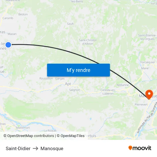 Saint-Didier to Manosque map