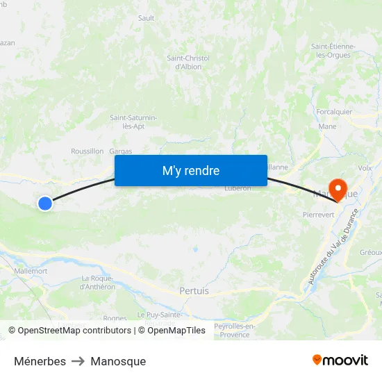 Ménerbes to Manosque map
