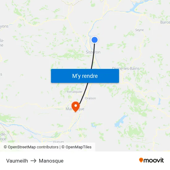 Vaumeilh to Manosque map