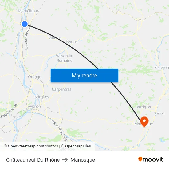 Châteauneuf-Du-Rhône to Manosque map
