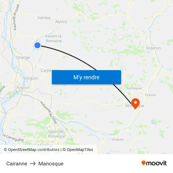Cairanne to Manosque map