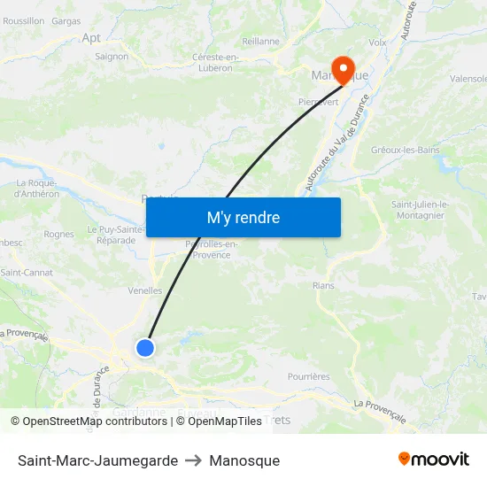 Saint-Marc-Jaumegarde to Manosque map