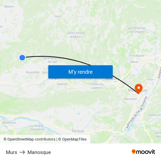 Murs to Manosque map