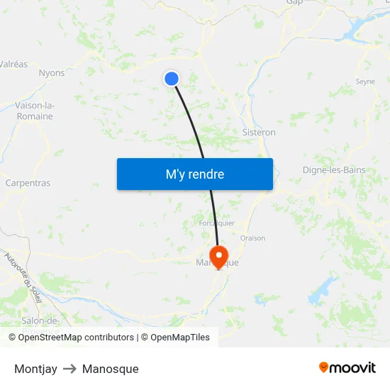 Montjay to Manosque map