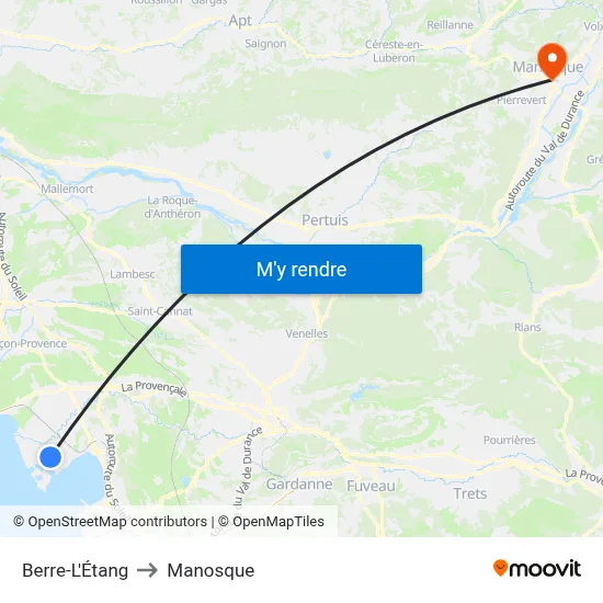 Berre-L'Étang to Manosque map